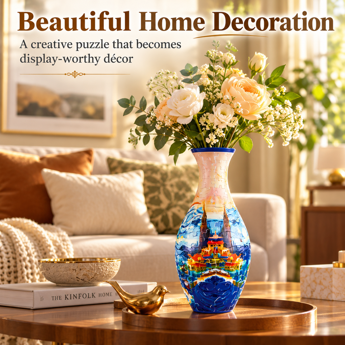 Handmade 3D Puzzle Vase Geometric DIY Decor
