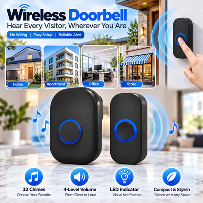 Wireless Door Bell Remote 32 Songs Melodies Home Smart Doorbell