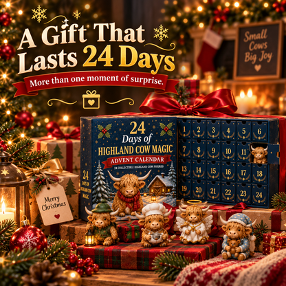 🔥 Last Day 50% OFF! 🐮 24-Day Highland Cow Surprise Advent Calendar 🎄