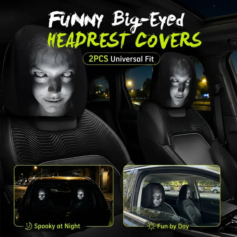 “Scary Face” Headrest Cover, Spooky-Style Stretchable Headrest Protector