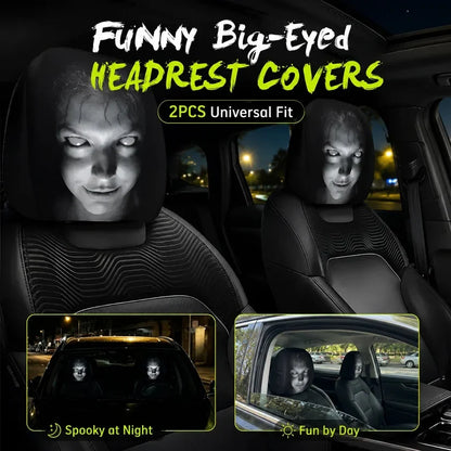 “Scary Face” Headrest Cover, Spooky-Style Stretchable Headrest Protector