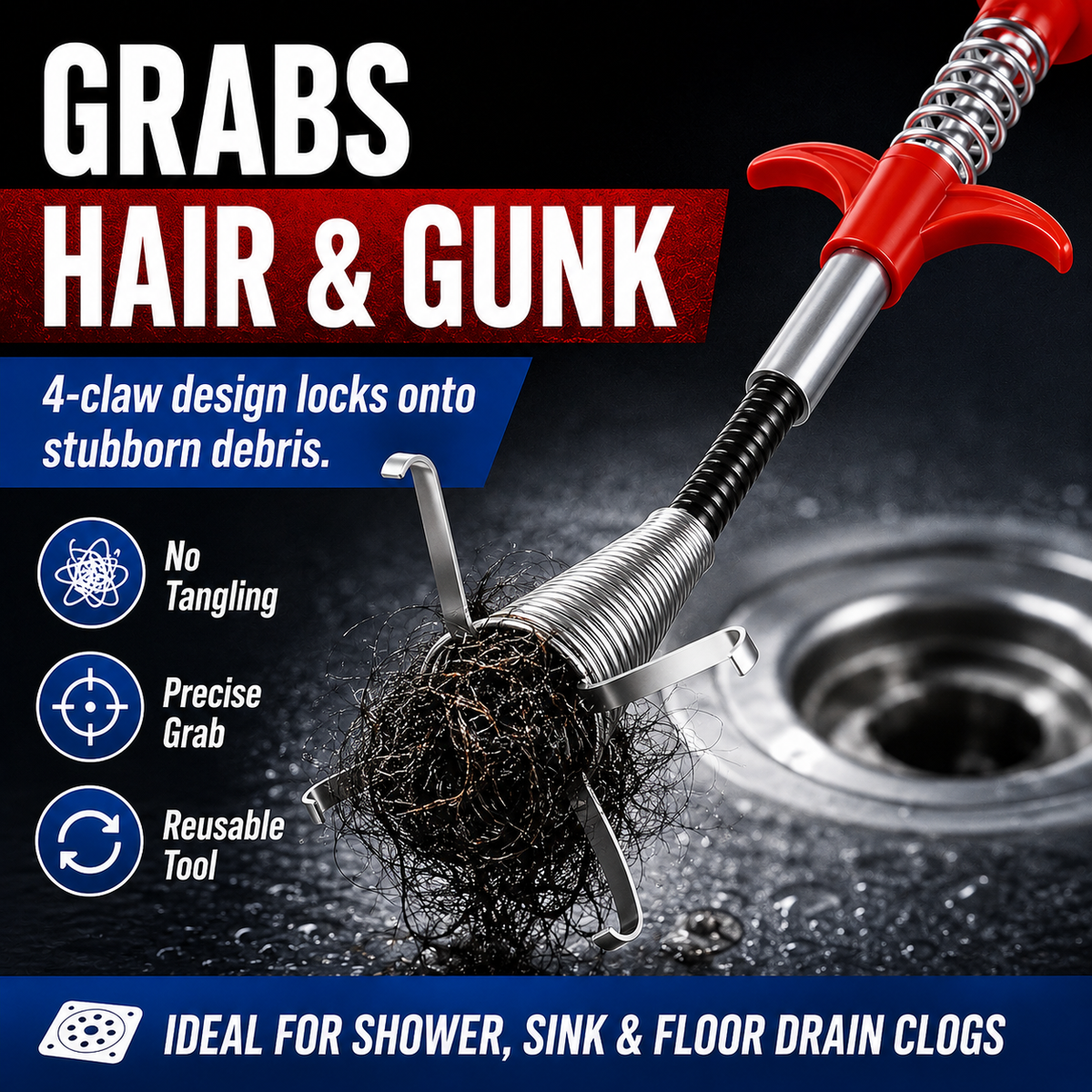 🚿Professional Drain Clog Remover Tool – A Must-Have For Every Home