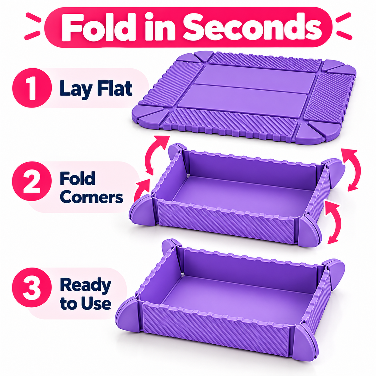 4-in-1 Foldable Silicone Tray – Food-Grade Magnetic Snack Container, Heat-Resistant Mat, Cutting Board & Organizer