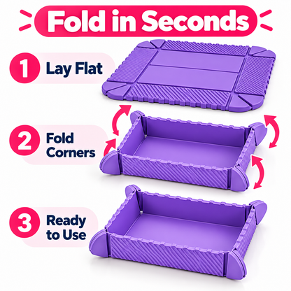 4-in-1 Foldable Silicone Tray – Food-Grade Magnetic Snack Container, Heat-Resistant Mat, Cutting Board & Organizer