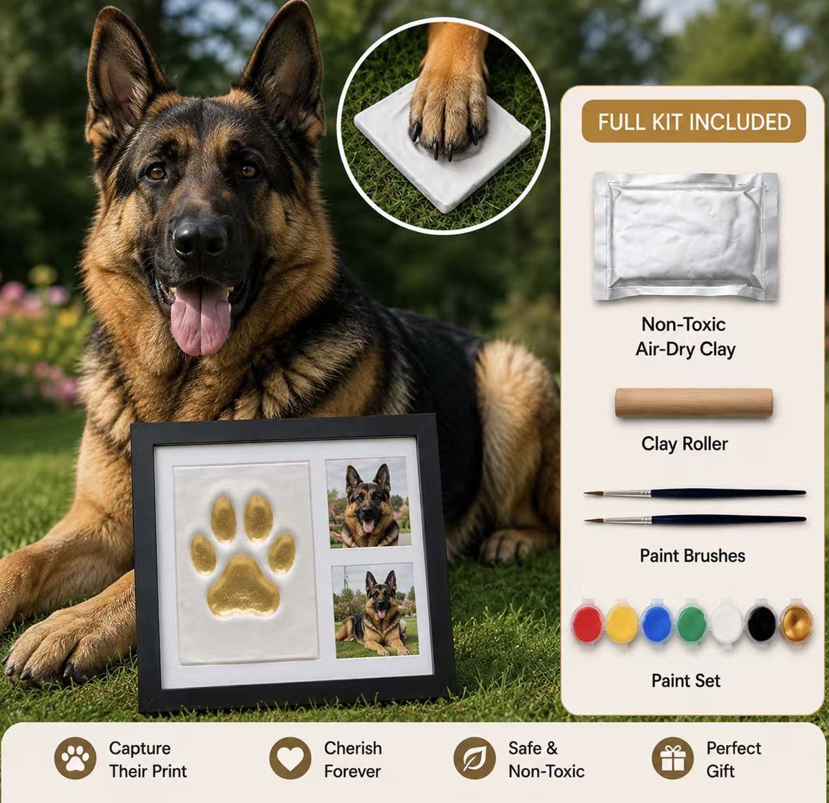 🐾Pet paw prints Keepsake Clay Kit💛Their actual paw prints — made by your own hands.🖼️