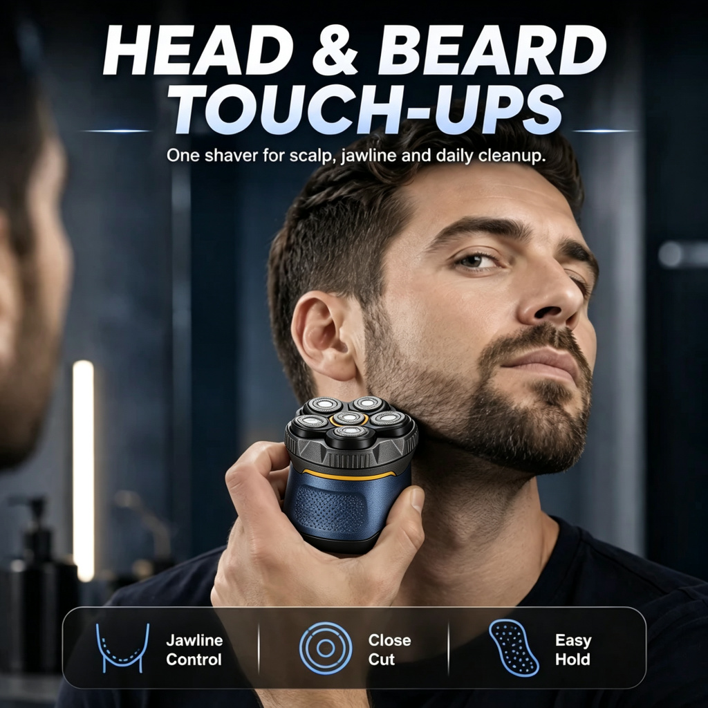 🔥 6D Floating Head Shaver for Men – Cordless Waterproof Electric Bald Head Razor