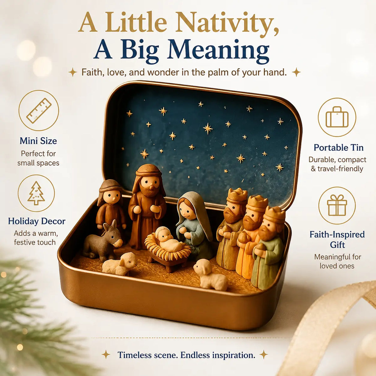 Home Supplies Pocket Mini Nativity Set, Plastic, Portable
