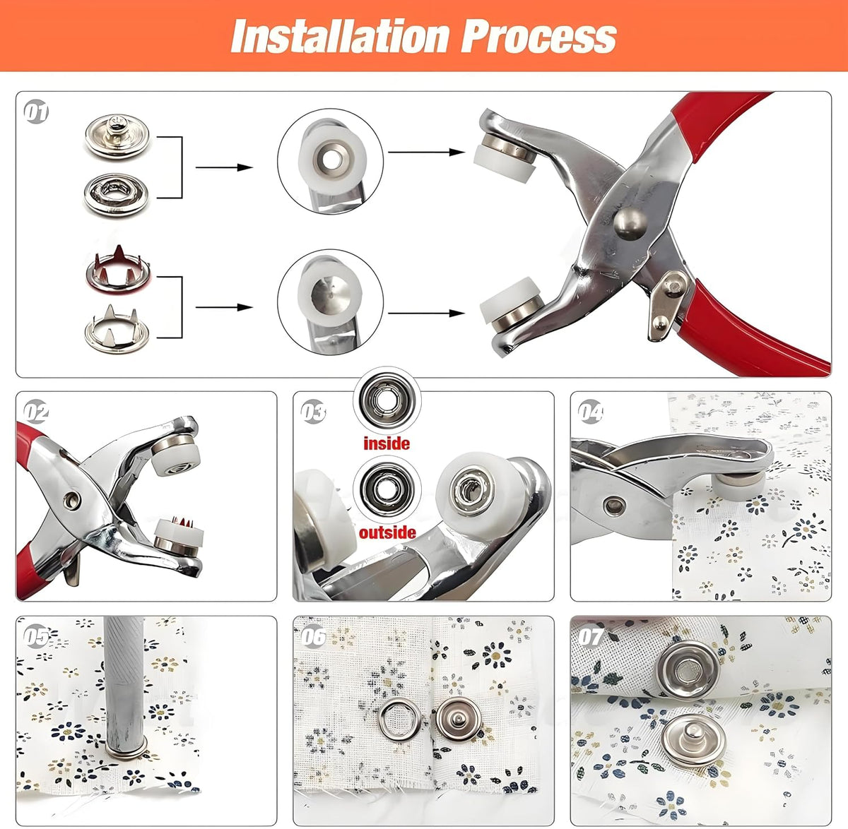 100pcs Invisible Colored Metal Buckle & 1 Count Manual Pressure Pliers