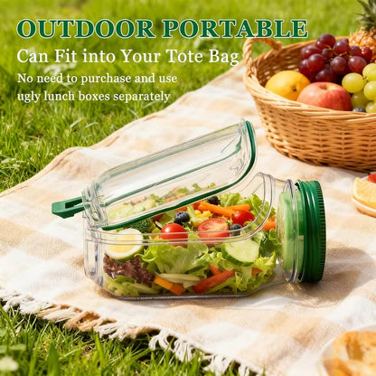 Salad Pod – Leakproof Mason Jar Style Salad Container with Side Hatch Bowl Design