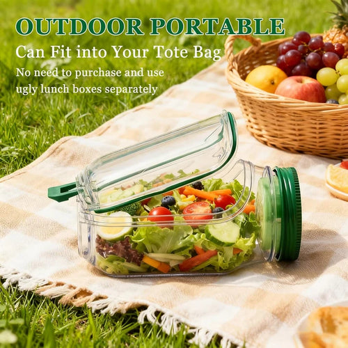 Salad Pod – Leakproof Mason Jar Style Salad Container with Side Hatch Bowl Design