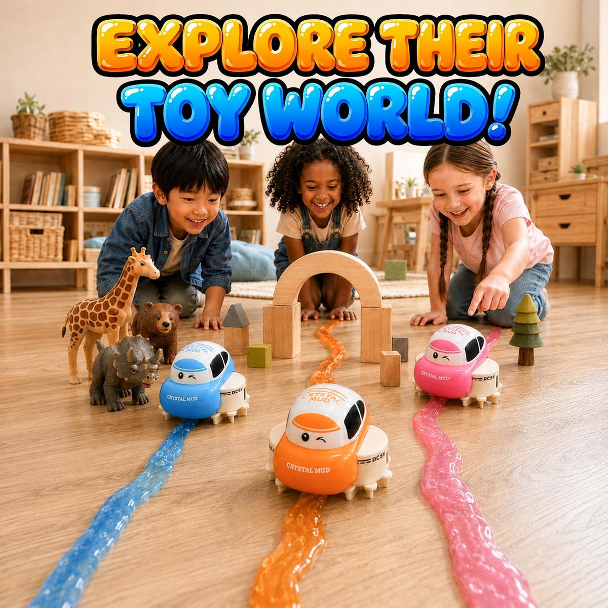 Slime Race Track Kit with USB-C Rechargeable Toy Car, Slime for Kid
