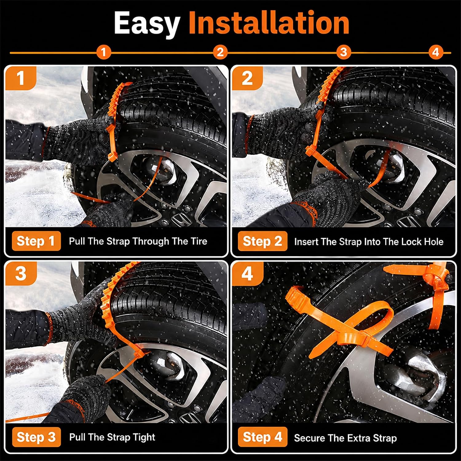 Easy installation in 4 steps, no jack required