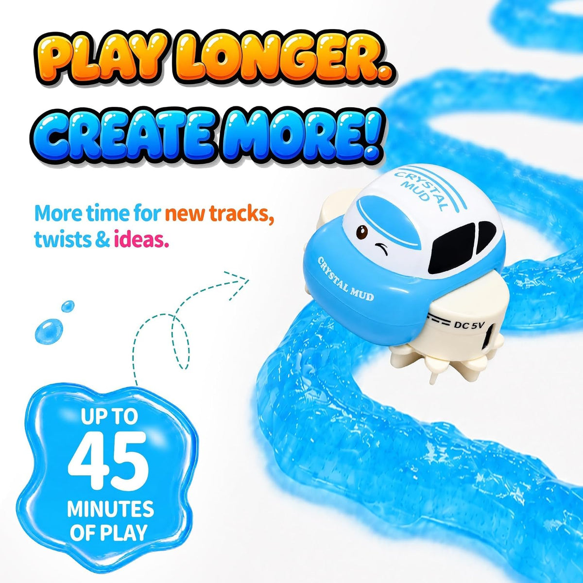 Slime Race Track Kit with USB-C Rechargeable Toy Car, Slime for Kid