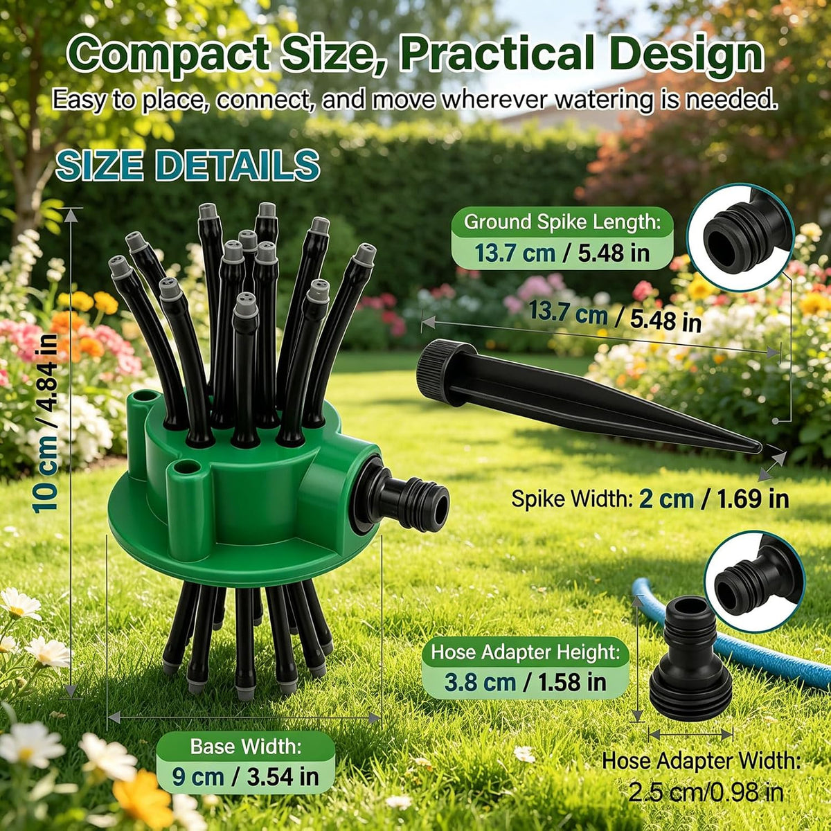 360° Automatic Garden Sprinkler, Multi-Head Lawn Watering Sprayer for Roof Cooling, Garden Irrigation Tool
