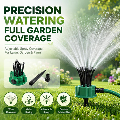360° Automatic Garden Sprinkler, Multi-Head Lawn Watering Sprayer for Roof Cooling, Garden Irrigation Tool
