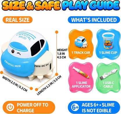 Slime Race Track Kit with USB-C Rechargeable Toy Car, Slime for Kid