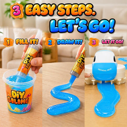 Slime Race Track Kit with USB-C Rechargeable Toy Car, Slime for Kid