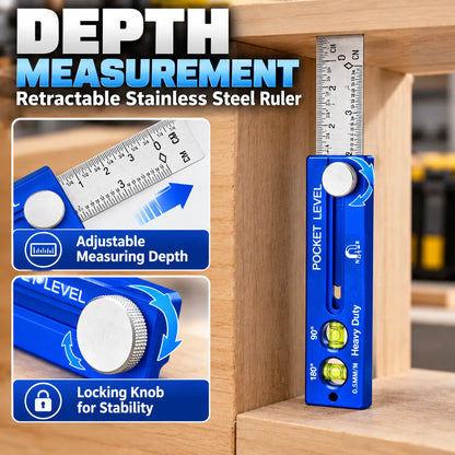 📏Multifunction Measuring Gauge & Level — ✨Measure, Align & Mark with Precision