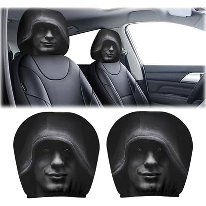 “Scary Face” Headrest Cover, Spooky-Style Stretchable Headrest Protector