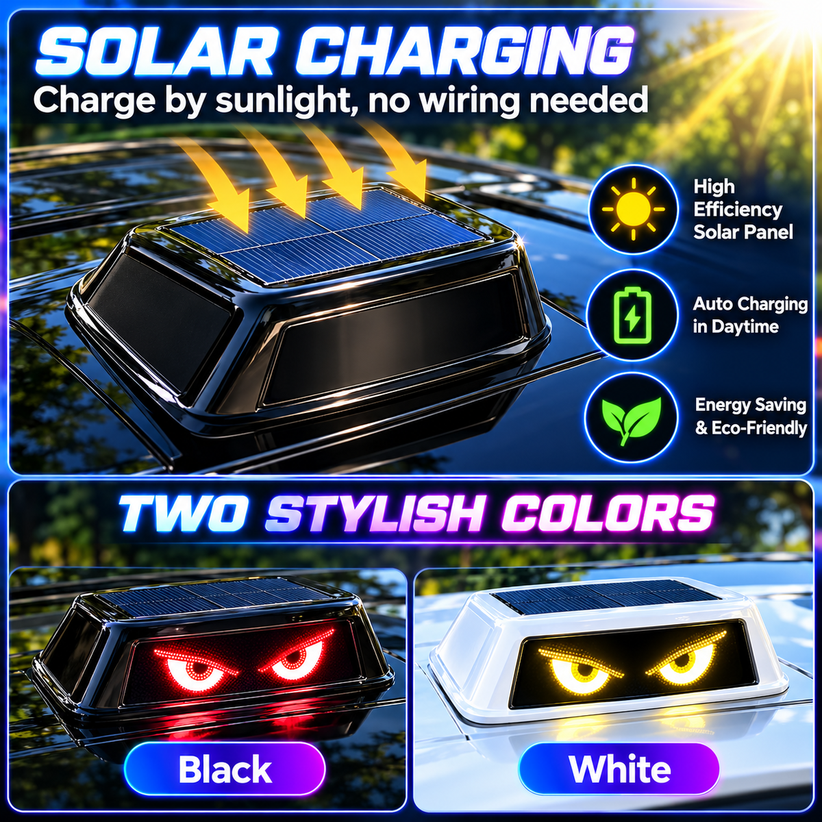 Solar LED Roof Warning Light for Cars with Remote Control