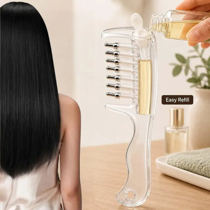 ✨ 2pcs Refillable Scalp Serum Applicator Comb – Mess-Free Rollerball Hair Oil & Scalp Care Tool