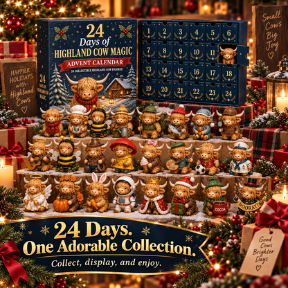 🔥 Last Day 50% OFF! 🐮 24-Day Highland Cow Surprise Advent Calendar 🎄