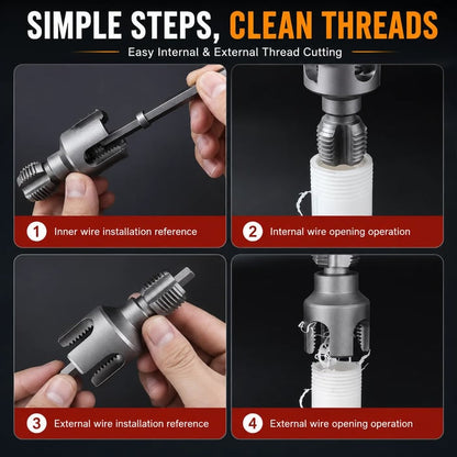 ⚡Drill-Powered Pipe Thread Cutting Bit — Internal & External Threading for 1/2' & 3/4' Plastic Pipes