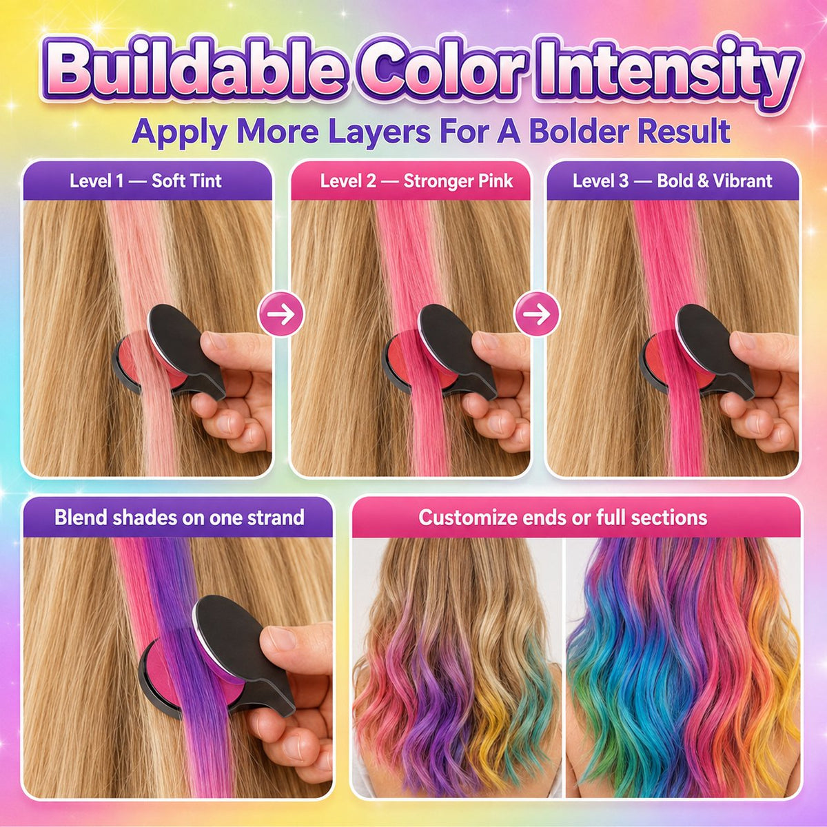 🌈 12-Color Washable Hair Chalk Set