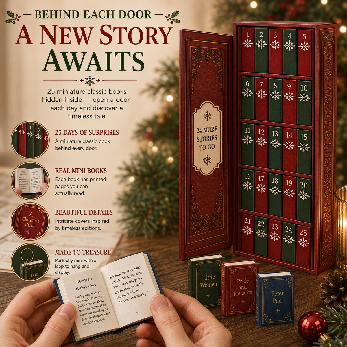 📚 25-Day Book Advent Calendar – 25 Openable Mini Book