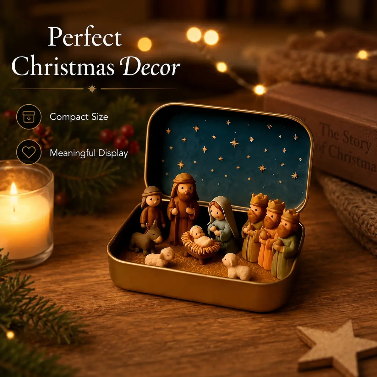 Home Supplies Pocket Mini Nativity Set, Plastic, Portable