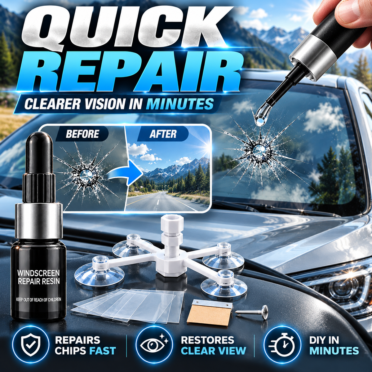 🔥LIMITED SALE - BUY 1 GET 1 FREE🔥Cracks Gone Glass Repair Kit