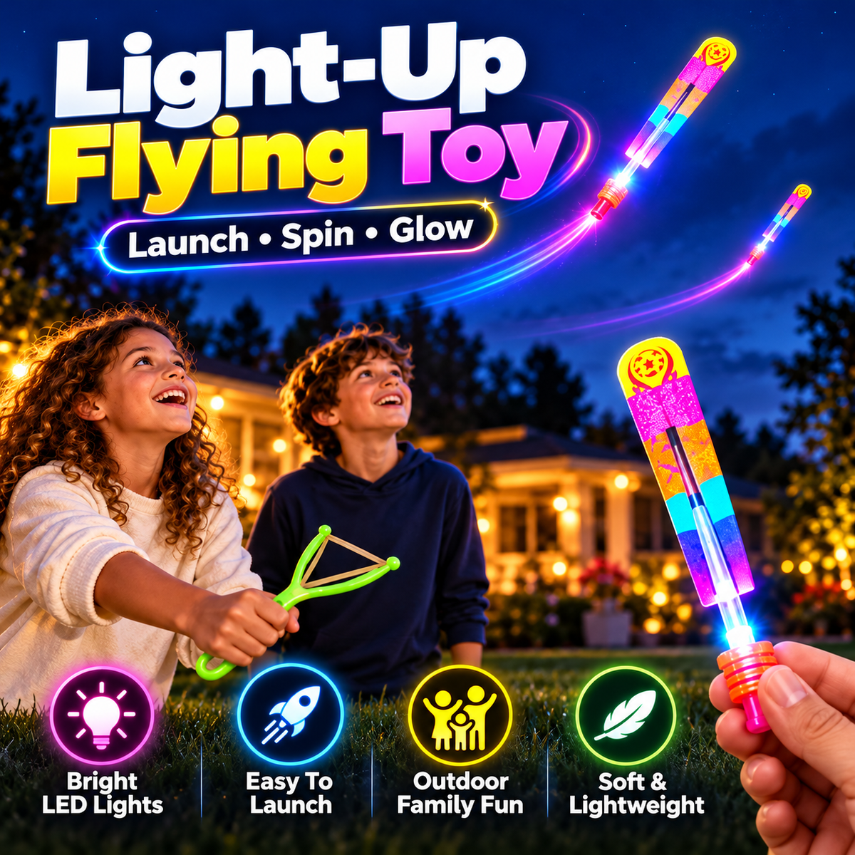 Illuminated Slingshot Flying Arrow