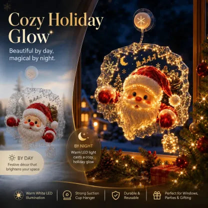 🎄 Light-Up Christmas Window Decoration – 8 Festive Suction-Cup Designs