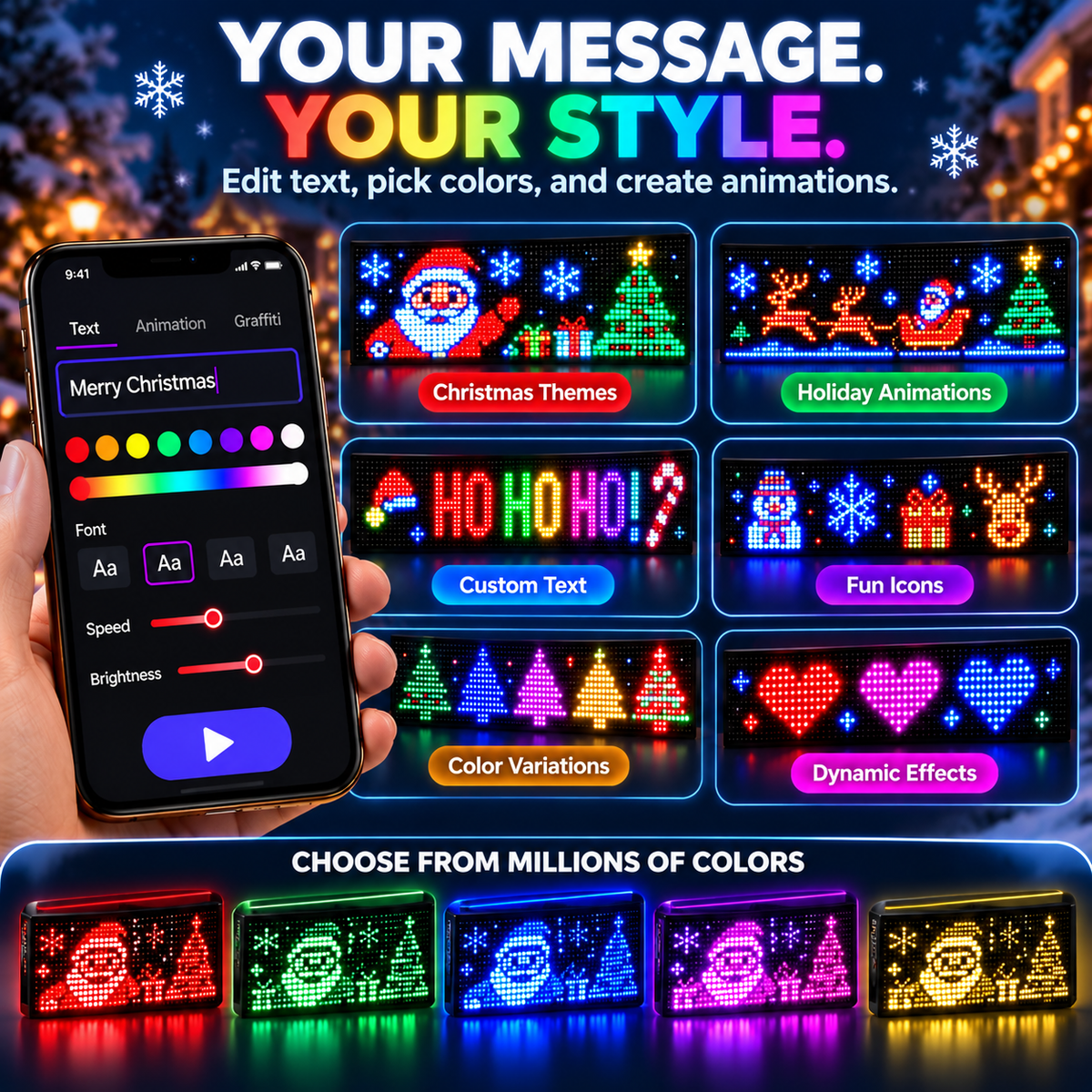 LED Pixel Car Display | App-Controlled Text & Animations