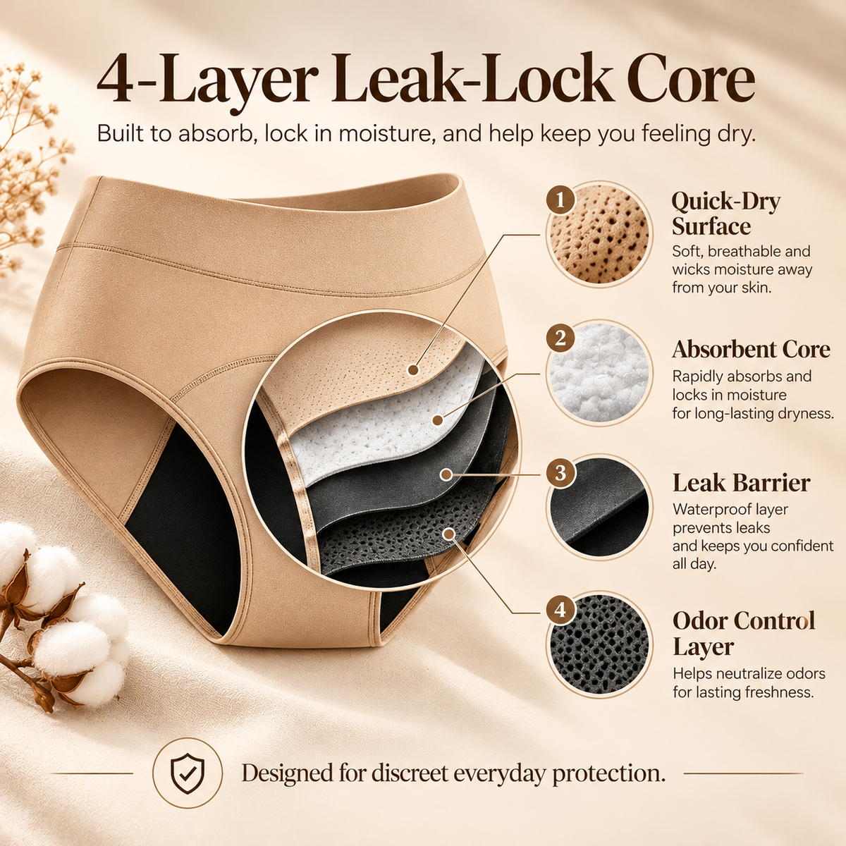🌸💖100% Leak-Proof Underwear 4-pack