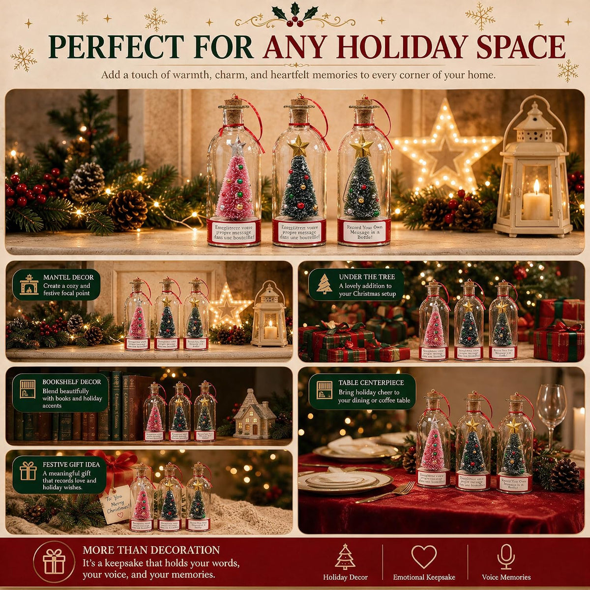 Recordable Christmas Tree in a Bottle Ornament, 25-Second Voice Message