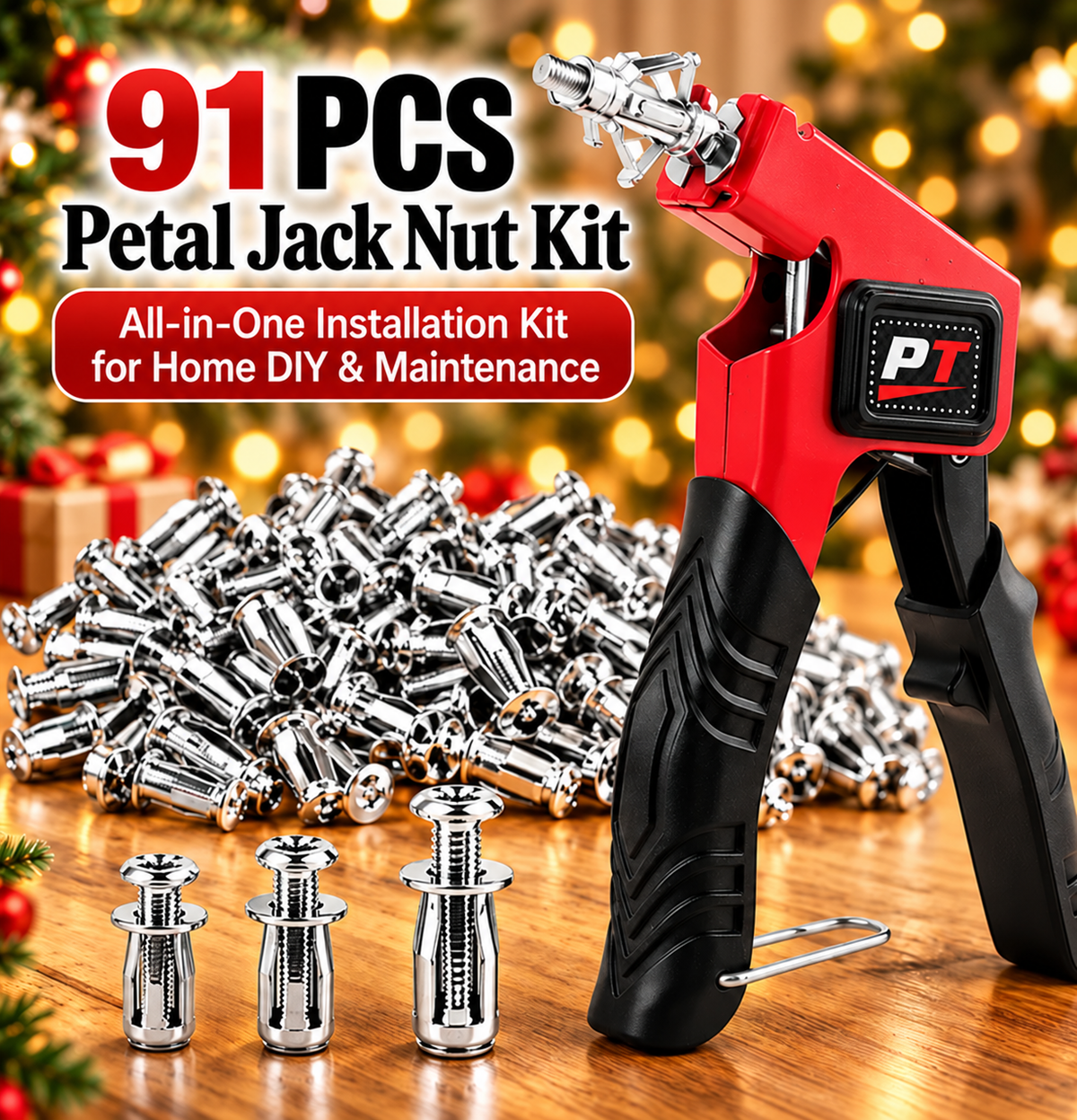 🧱 No Stud? No Problem. – 91-Piece Petal Jack Nut Kit with Installation Pliers