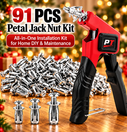 🧱 No Stud? No Problem. – 91-Piece Petal Jack Nut Kit with Installation Pliers