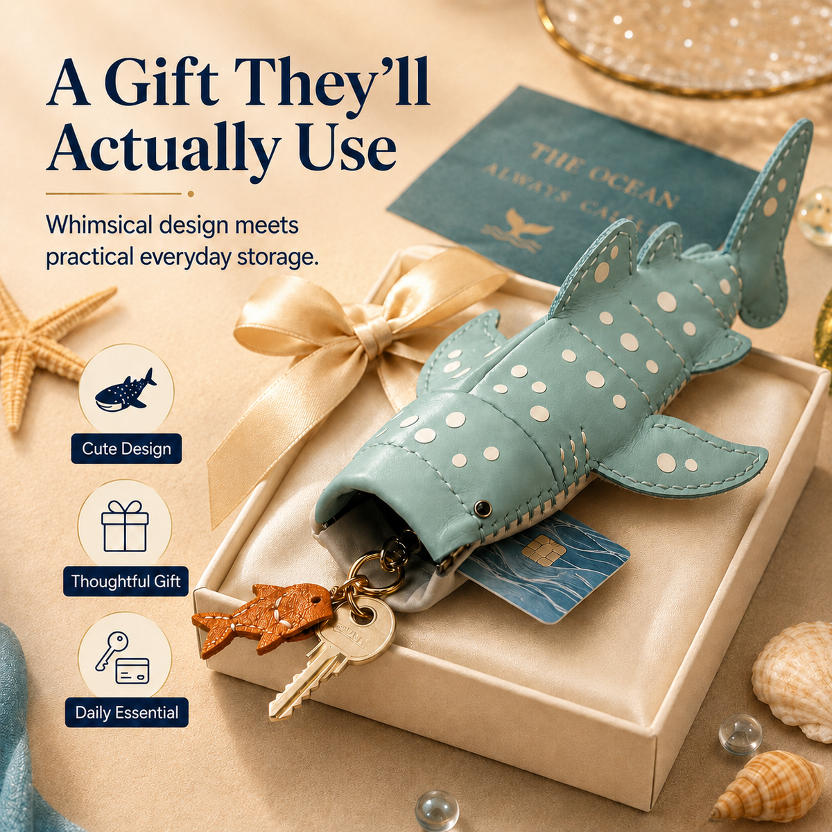 WHALE SHARK KEY POUCH / CARD HOLDER