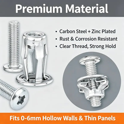 🧱 No Stud? No Problem. – 91-Piece Petal Jack Nut Kit with Installation Pliers