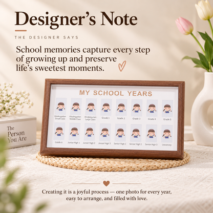 Handmade Wood School Photo Frame, School Years Picture Collage Frame