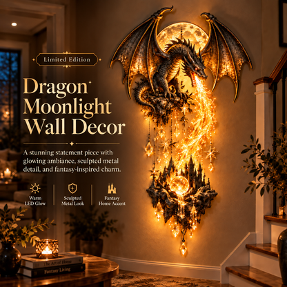 Dragonfire Moonlight Wall Lamp | Enchanted Fantasy Castle Decor 🌙