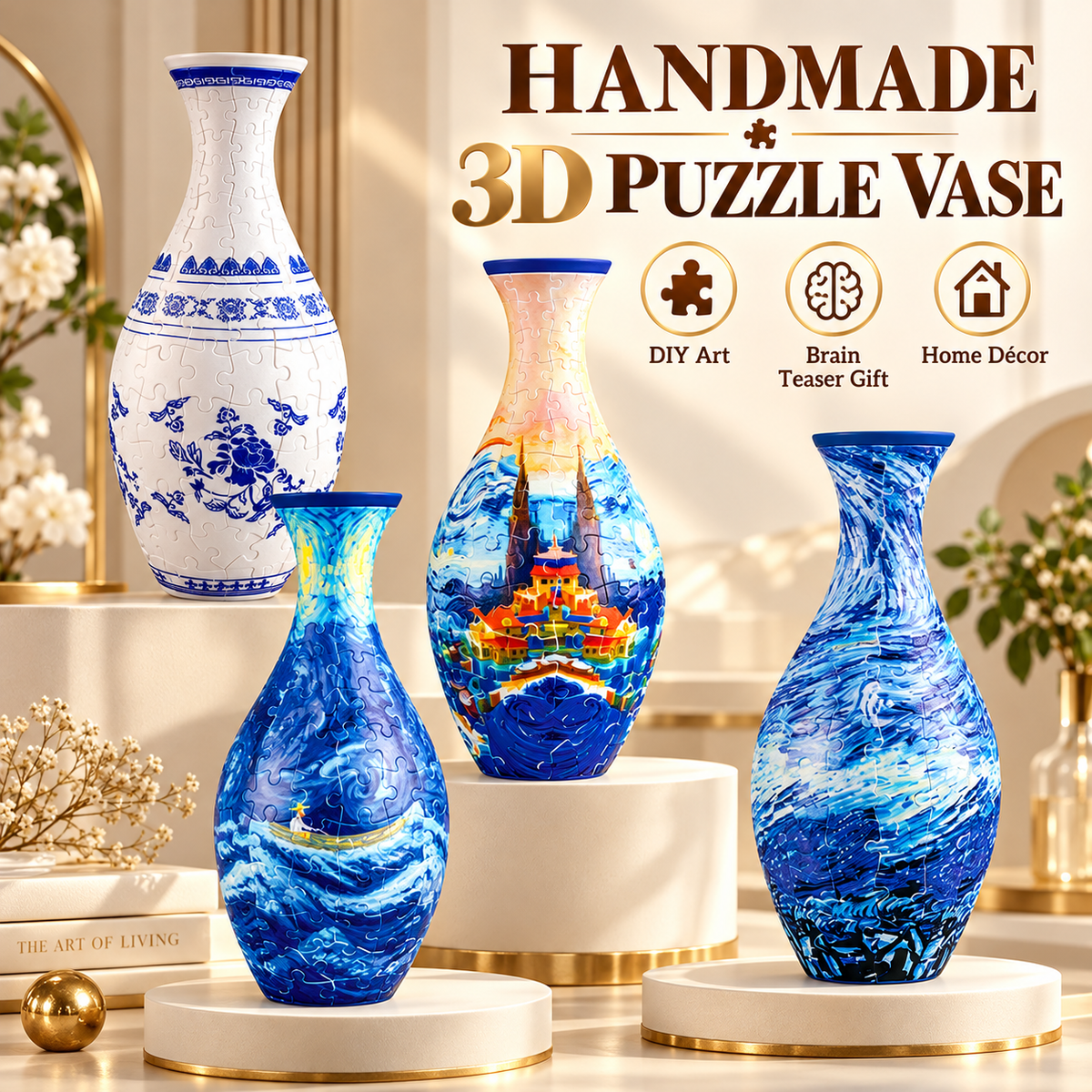 Handmade 3D Puzzle Vase Geometric DIY Decor