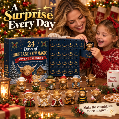 🔥 Last Day 50% OFF! 🐮 24-Day Highland Cow Surprise Advent Calendar 🎄