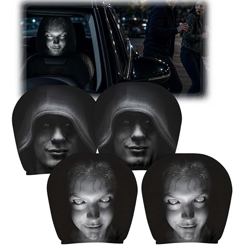 “Scary Face” Headrest Cover, Spooky-Style Stretchable Headrest Protector