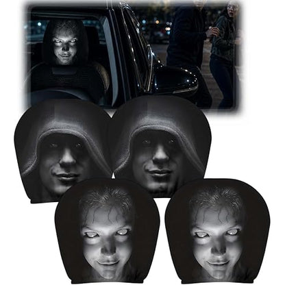 “Scary Face” Headrest Cover, Spooky-Style Stretchable Headrest Protector