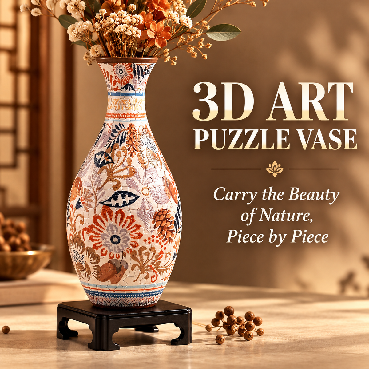 Handmade 3D Puzzle Vase Geometric DIY Decor