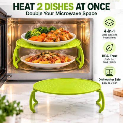 2Pcs 4-in-1 Foldable Microwave Rack
