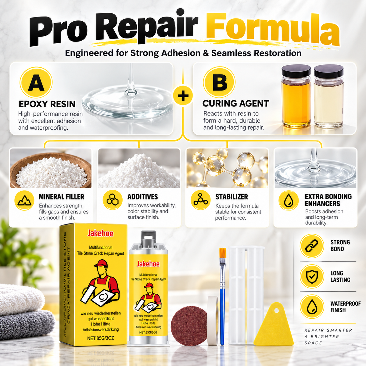 🔧Quick-Drying Tile Repair Glue - Complete Tool Kit for DIY – Fix Cracks Permanently in Minutes!✨
