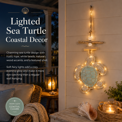 Glowing Coastal Sea Turtle Wall Art
